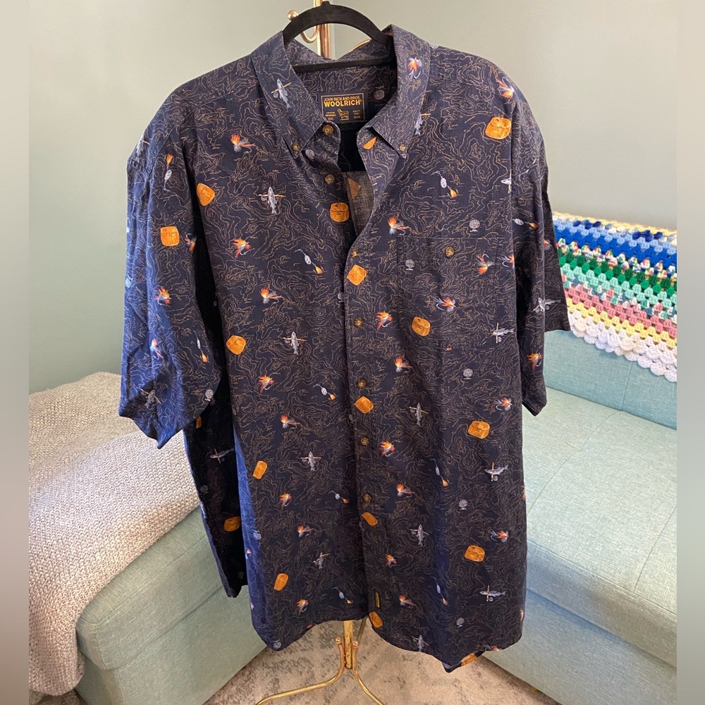 Men’s Woolrich 3XL Navy Short Sleeve Fishing Shirt